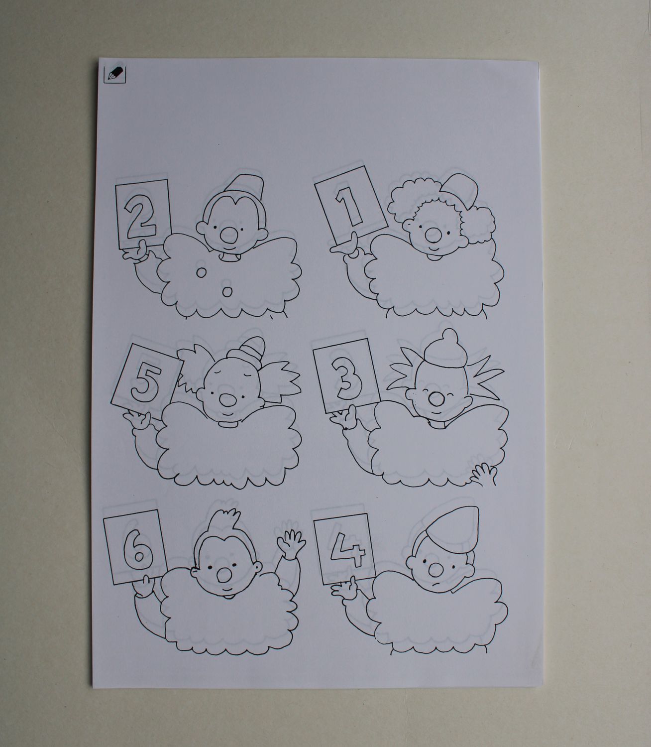 Kleurprent clown getallen (22x)