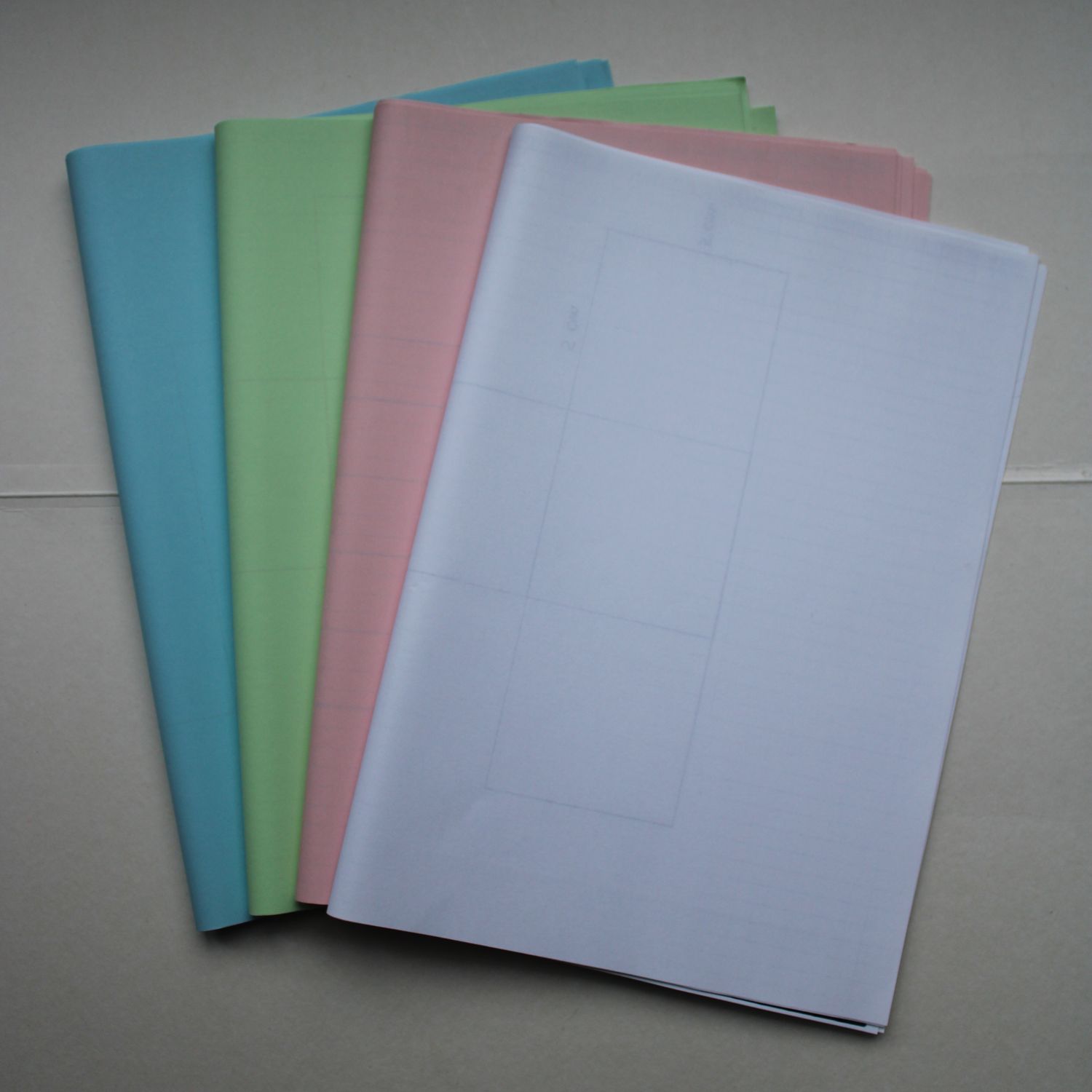A3 papier in 4 kleuren, langs 1 zijde bedrukt