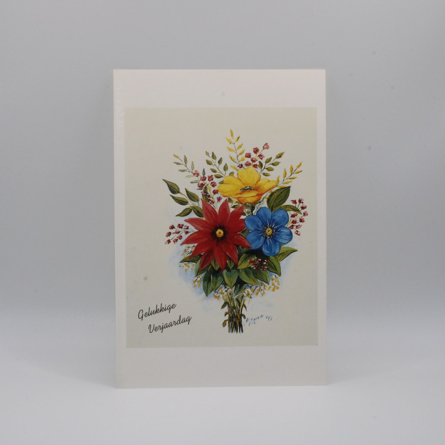 Kaartje met boeket - verjaardag