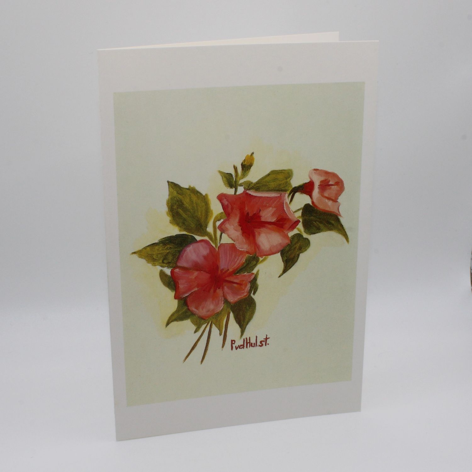 Kaartje met roze bloemen