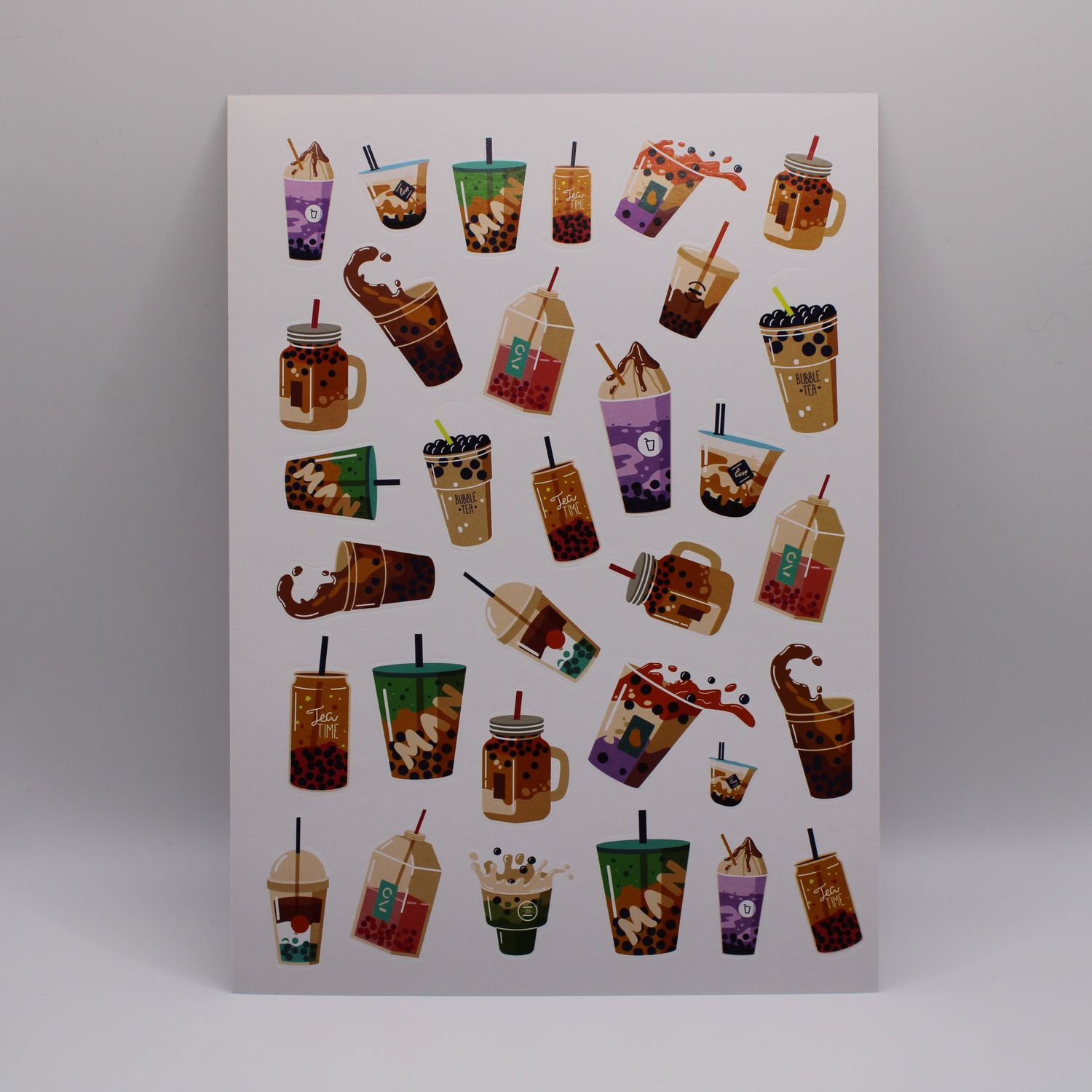 Sheet met bubble tea stickers