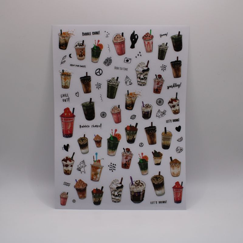 Sheet met bubble tea stickers