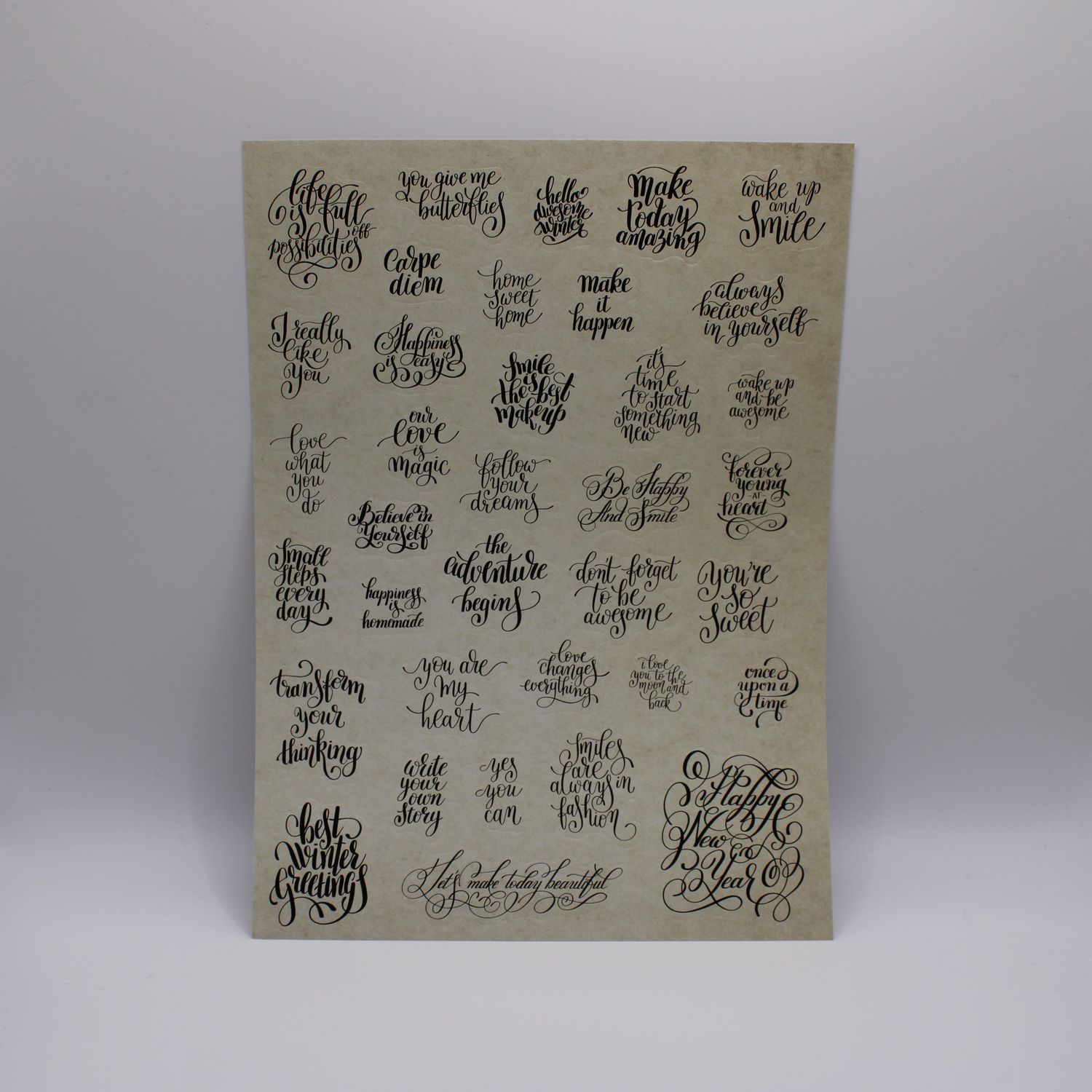 Stickersheet met inspirerende quotes