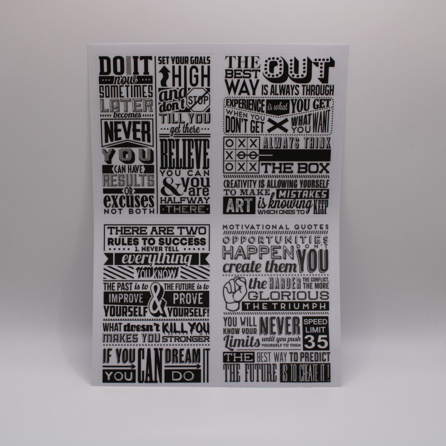 Stickersheet met inspirerende quotes