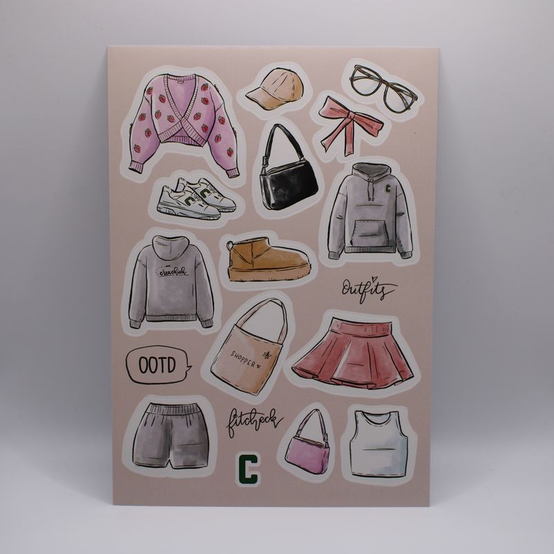 Sheet met kleding stickers