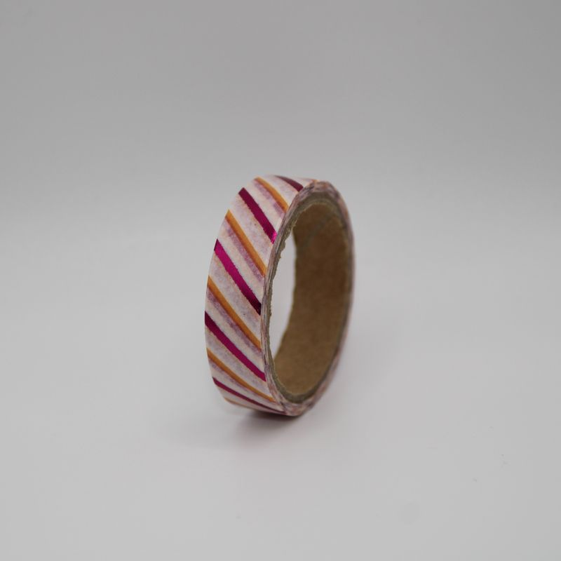 Washi tape met roze en oranje strepen