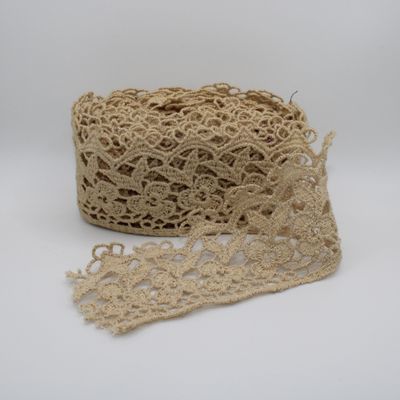 Beige lint met kant - prijs per 20 cm