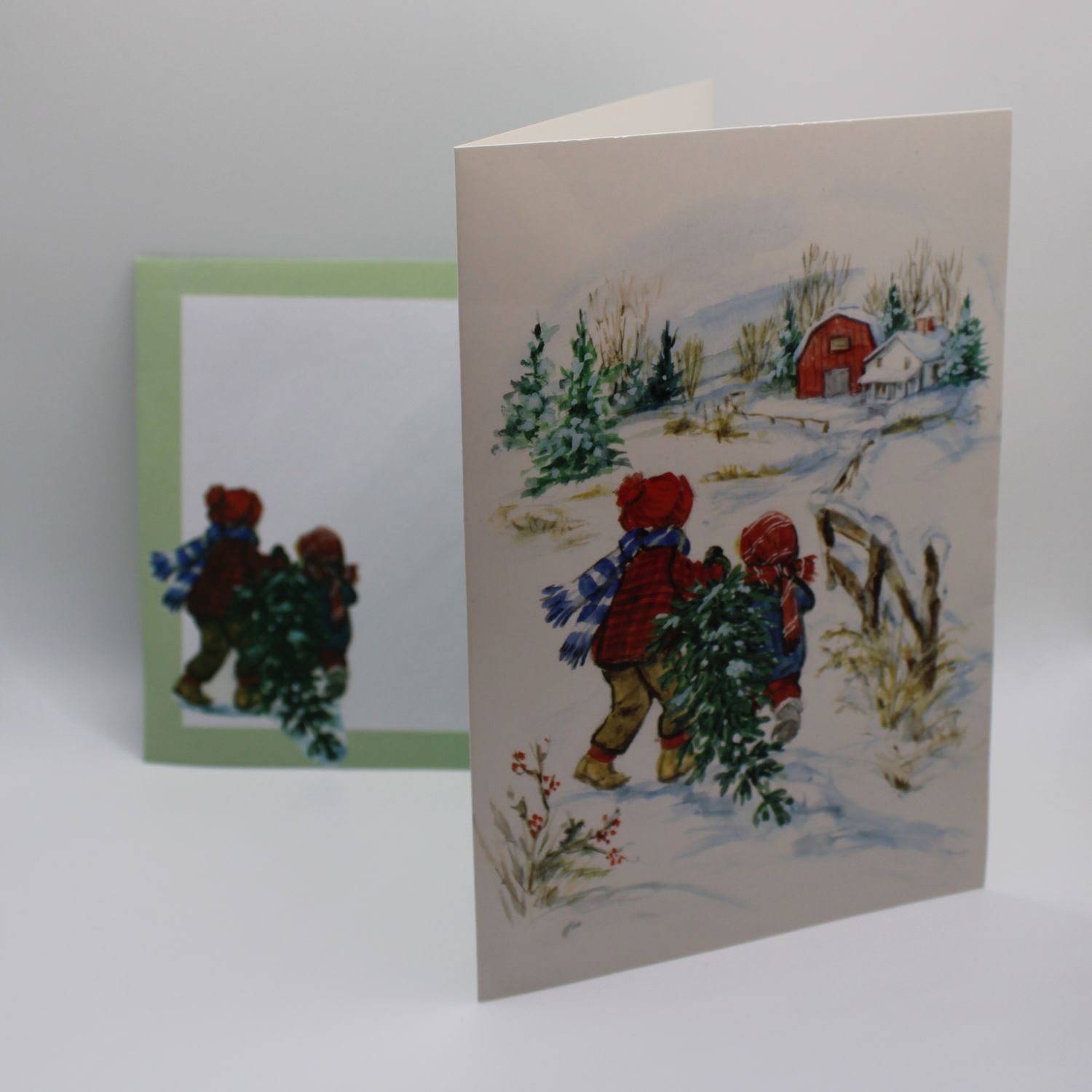 Kaartje &amp; bijpassende envelop met wintertafereel