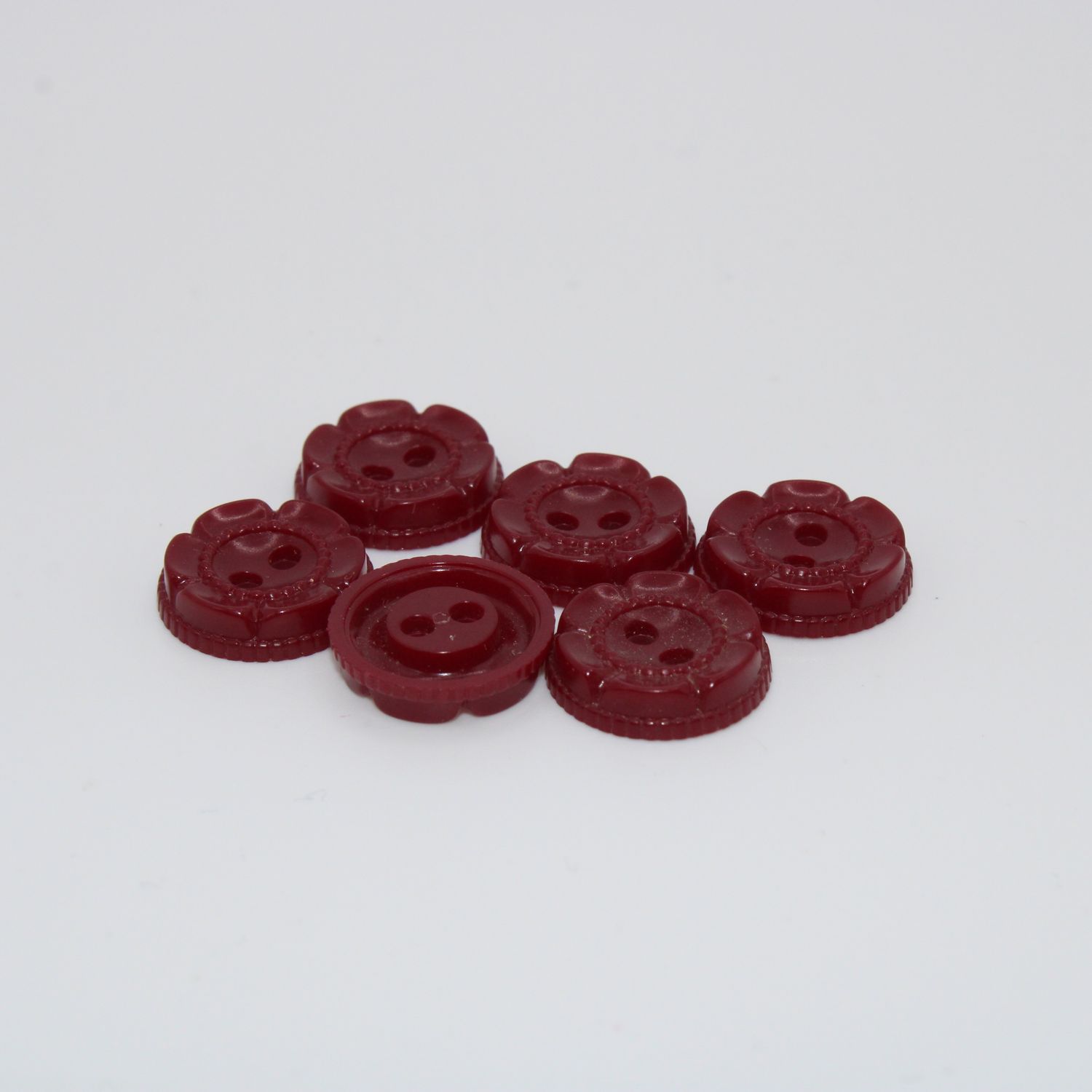 Set van 6 bordeaux knopen met bloemen