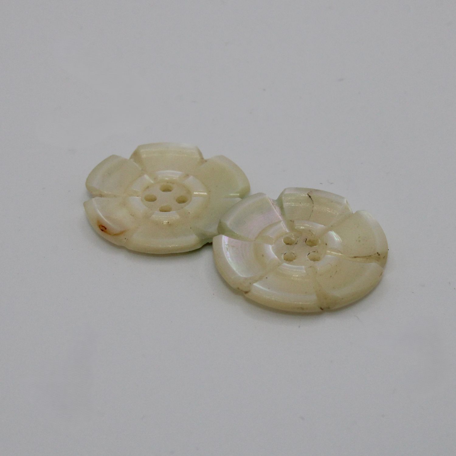 Set van 2 witte knopen met bloemen