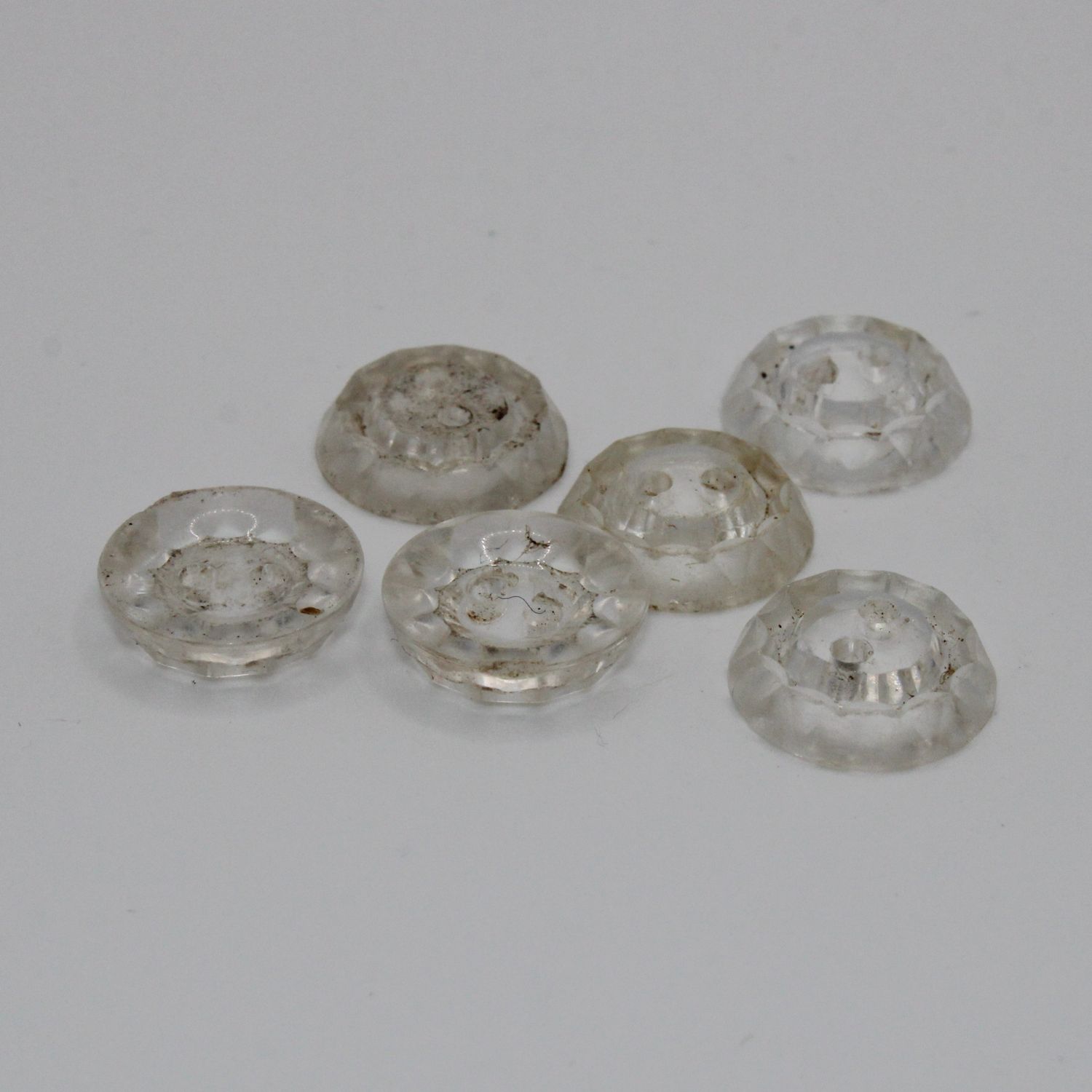 Set van 6 witte doorzichtige knopen