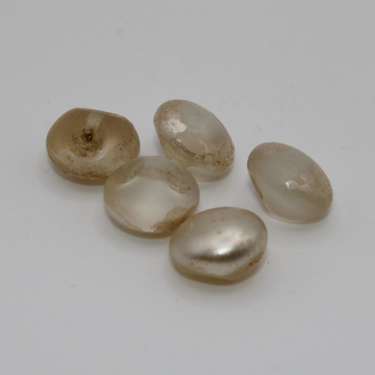Set van 5 witte parelachtige knopen