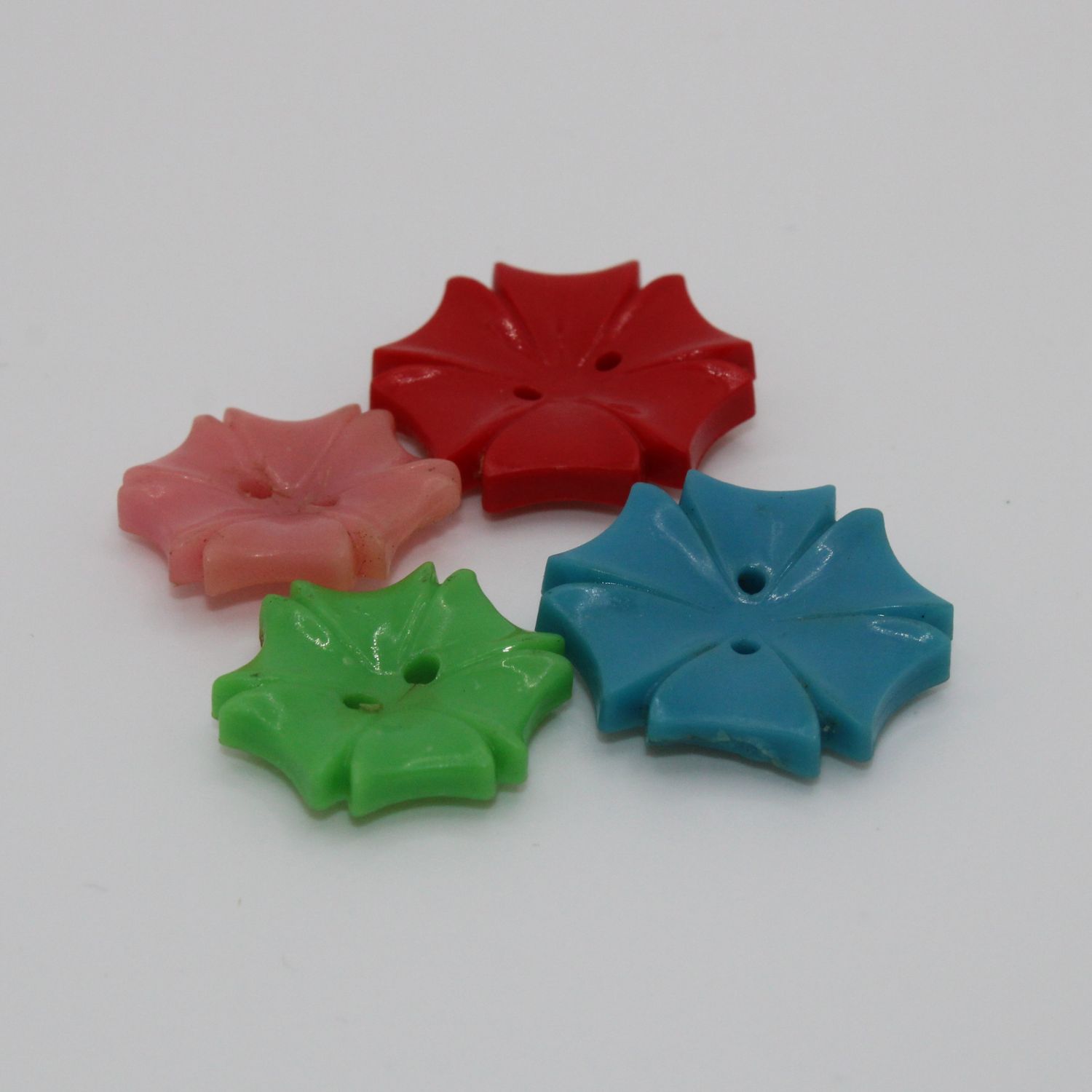 Set van 4 knopen met bloemen in verschillende kleuren