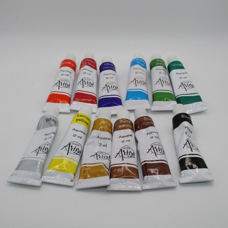 Set van 12 tubes aquarelverf