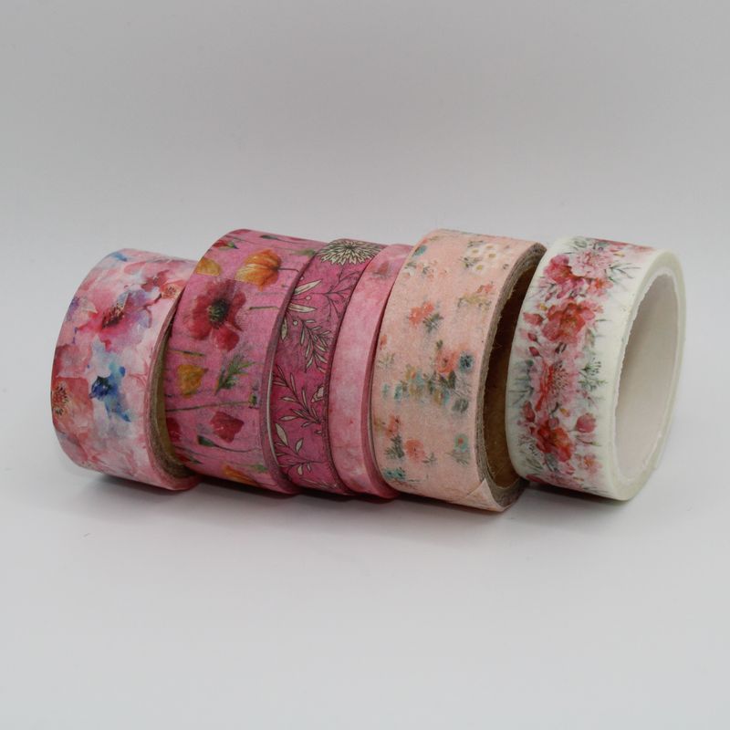 Set washi tape - roze bloemen