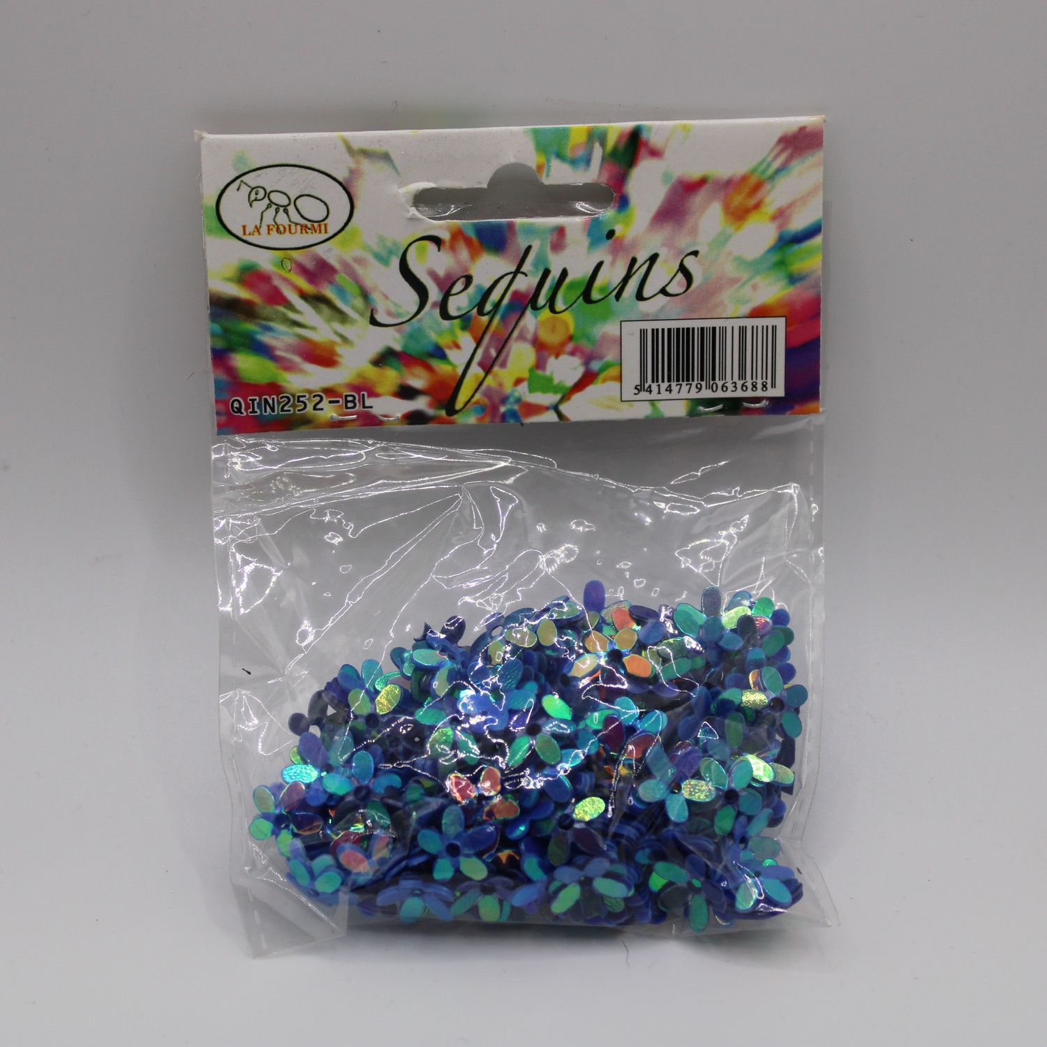 Zakje blauwe sequins - bloemen