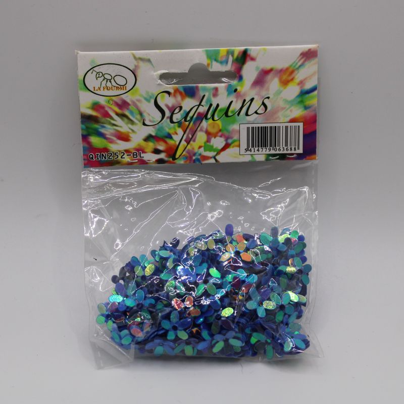 Zakje blauwe sequins - bloemen