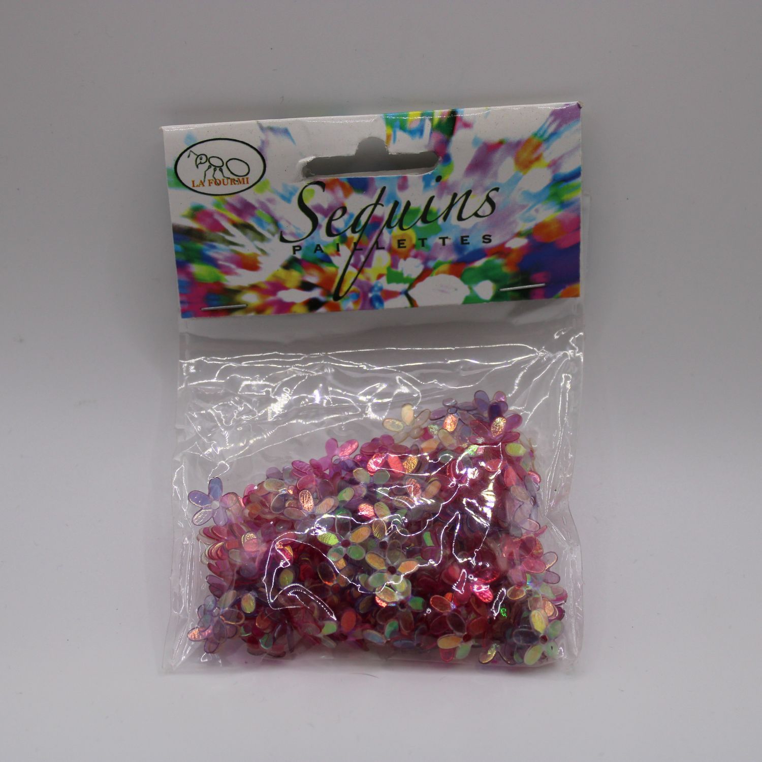 Zakje roze sequins - bloemen