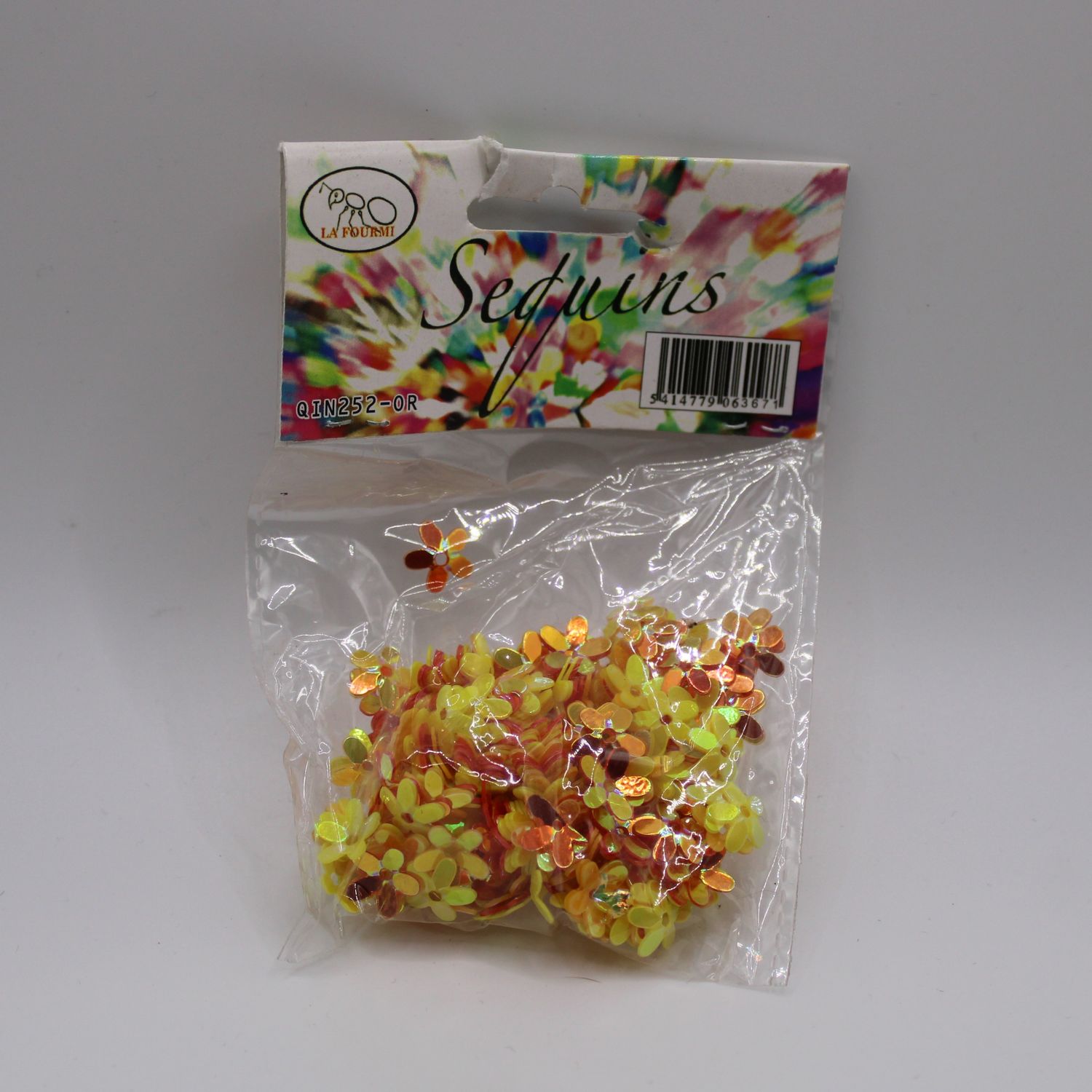 Zakje gele sequins - bloemen