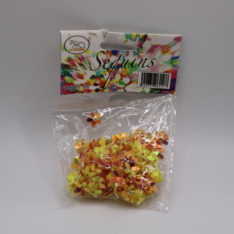 Zakje gele sequins - bloemen