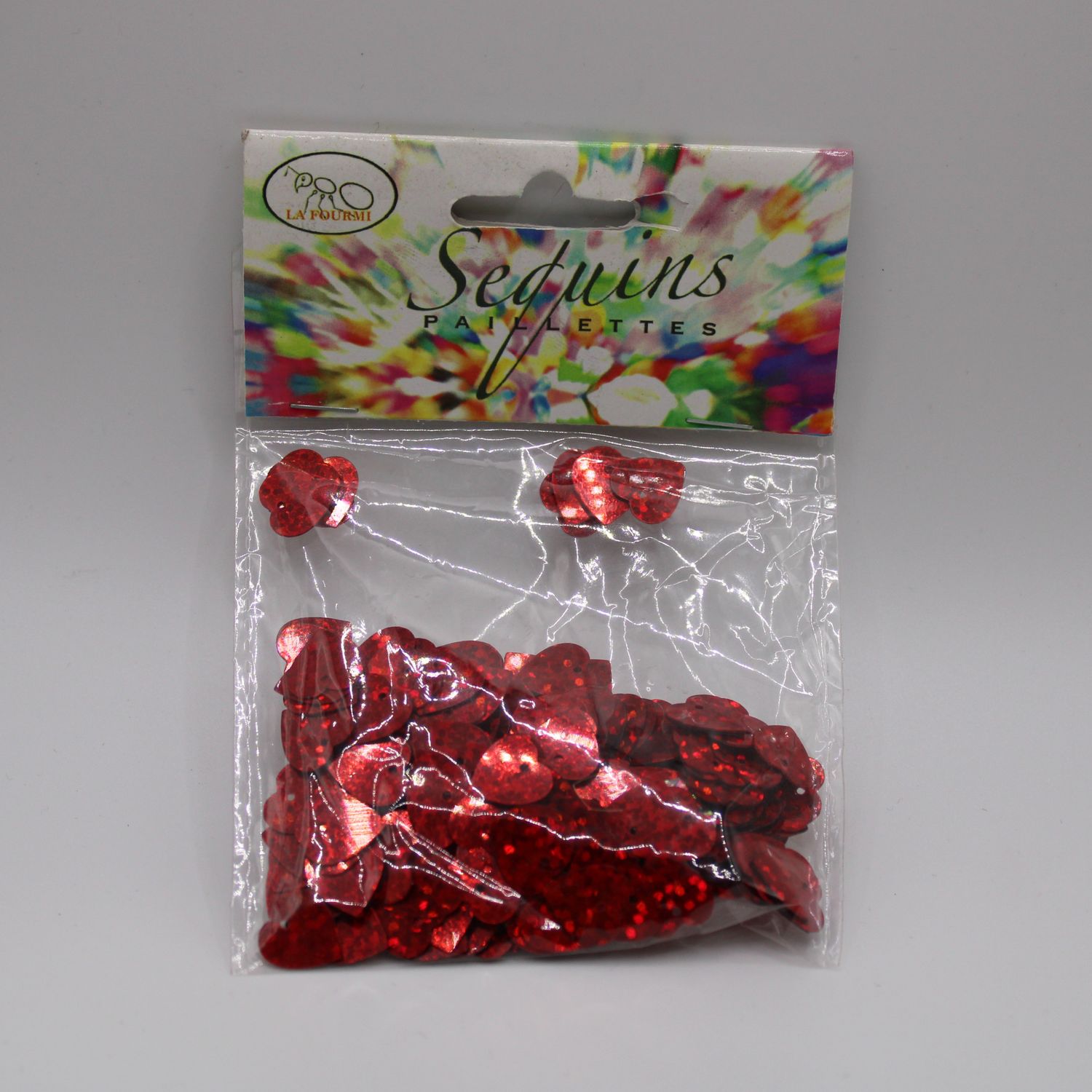 Zakje rode sequins - hartjes