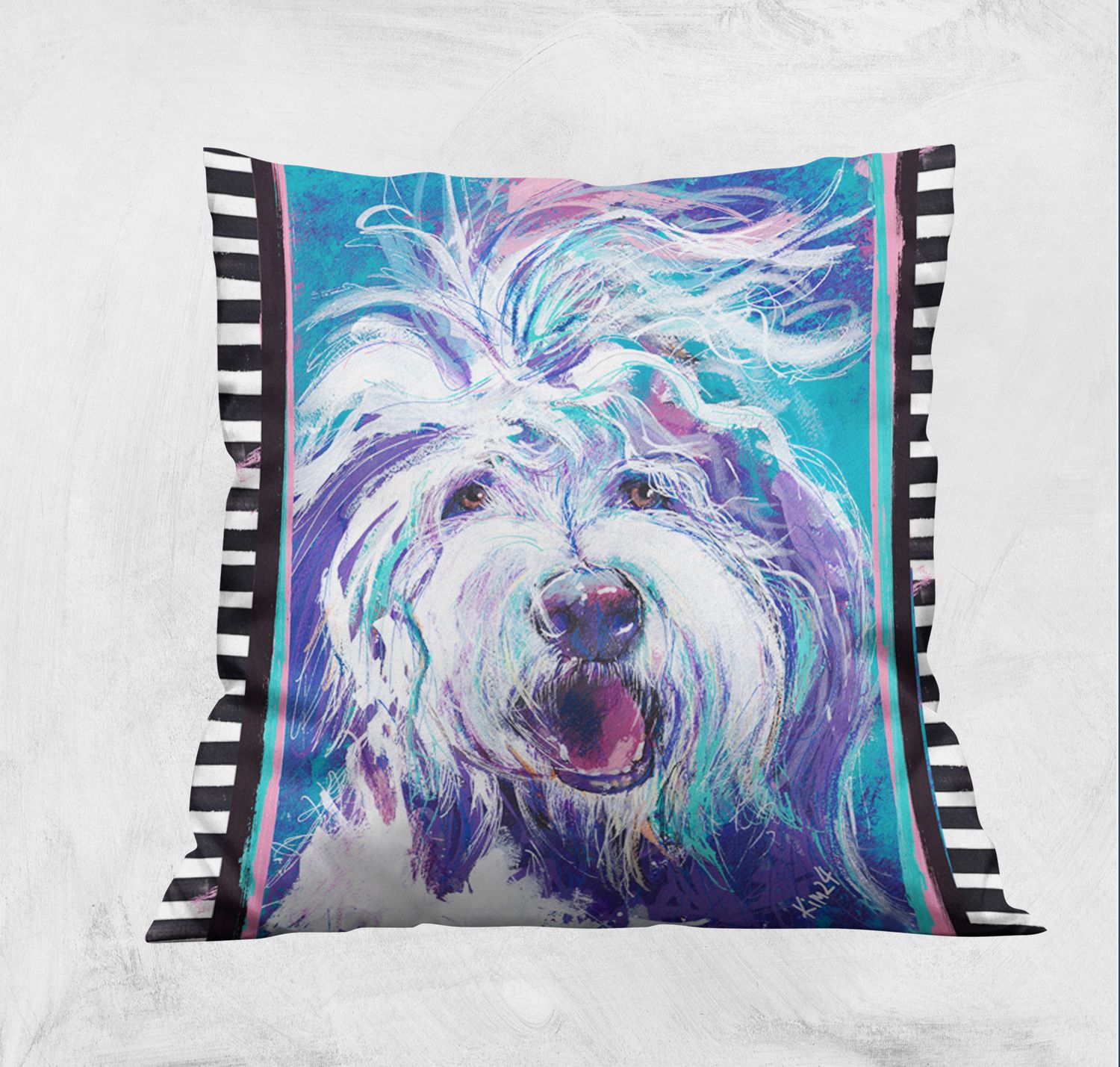 ScuzziMia Art - Scuzzi with Stripes Cushion