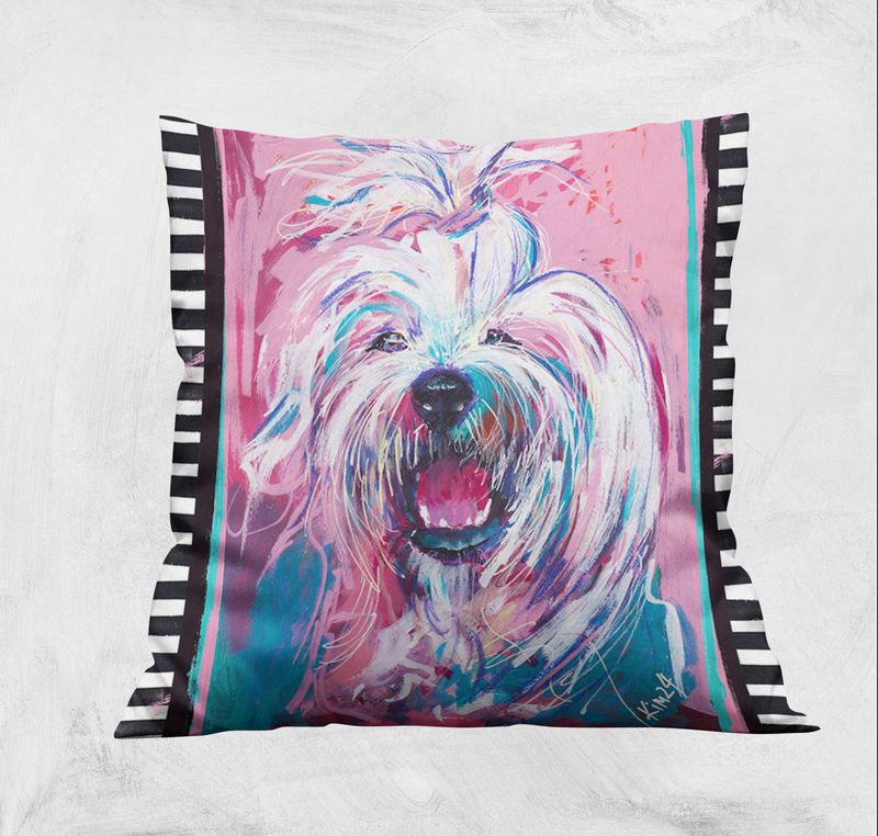 ScuzziMia Art - Mia with Stripes Cushion