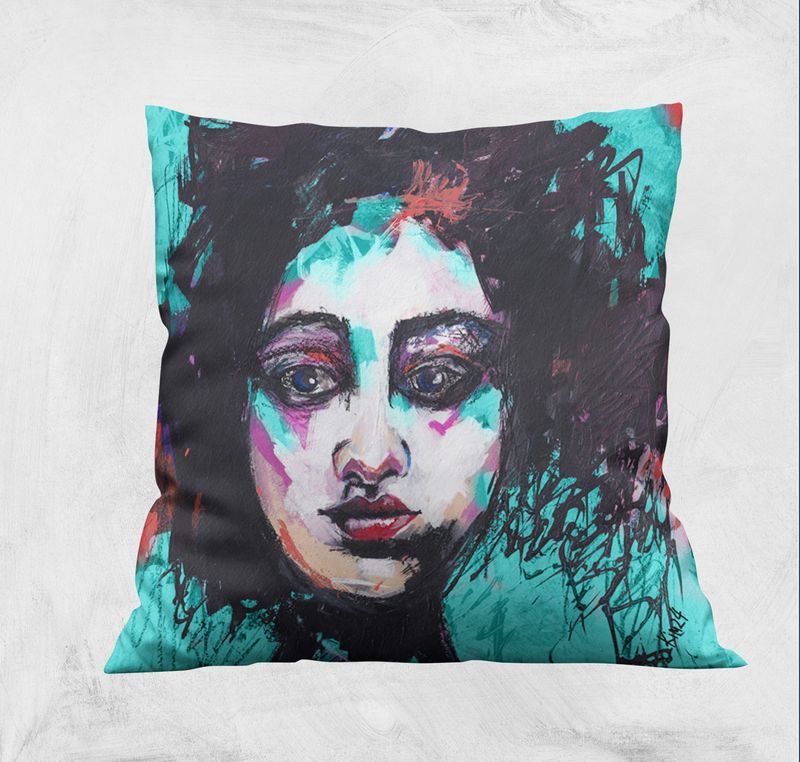 ScuzziMia Art - Aqua Lady Cushion