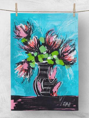 ScuzziMia Art - Black Vase Designer Tea Towel