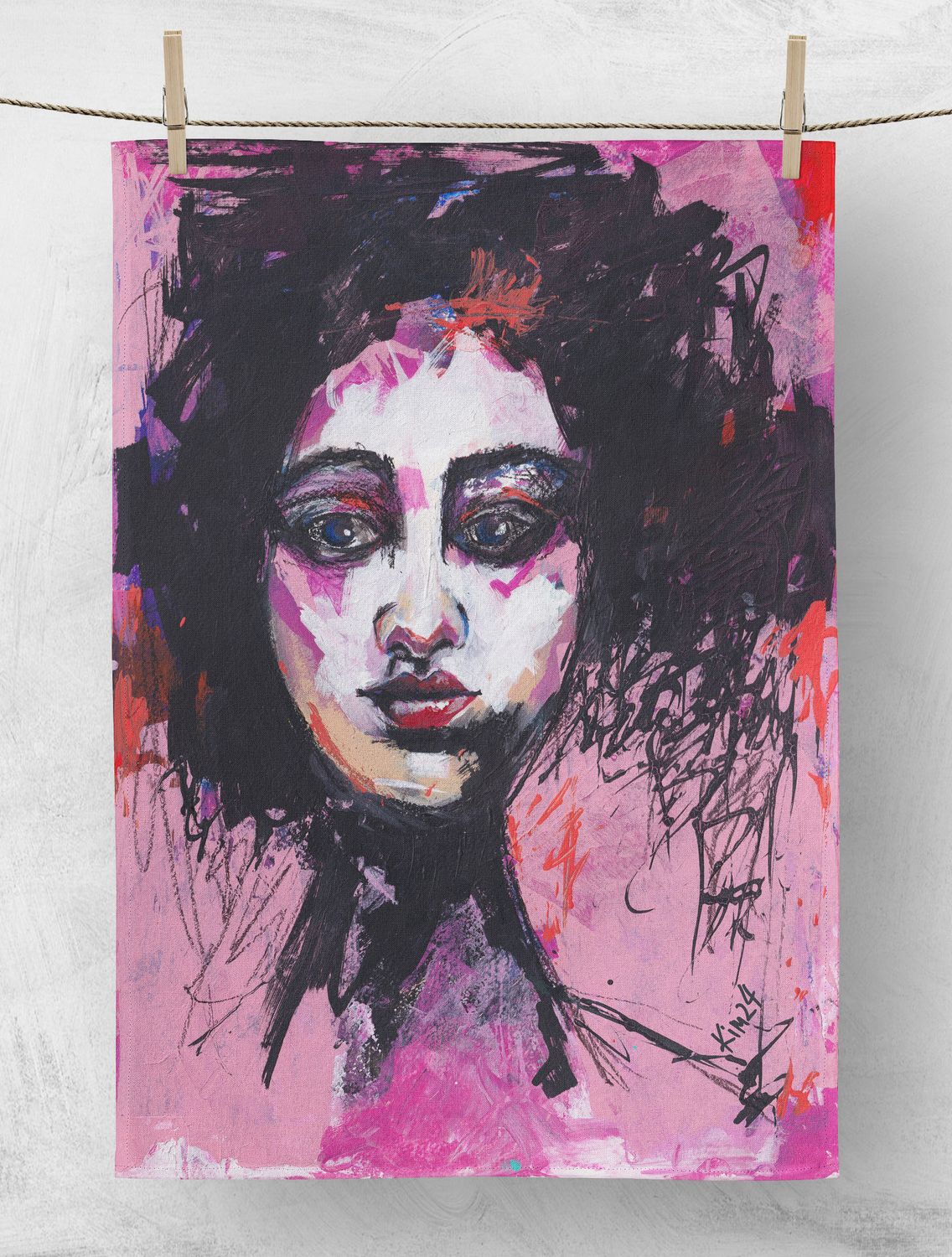 ScuzziMia Art - Pink Lady Designer Tea Towel