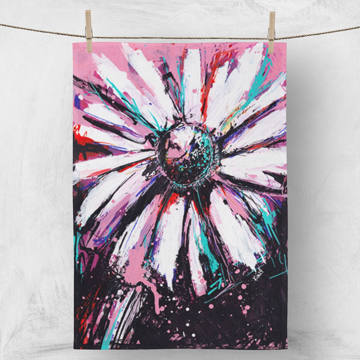 ScuzziMia Art - Pink Flower Tea Towel