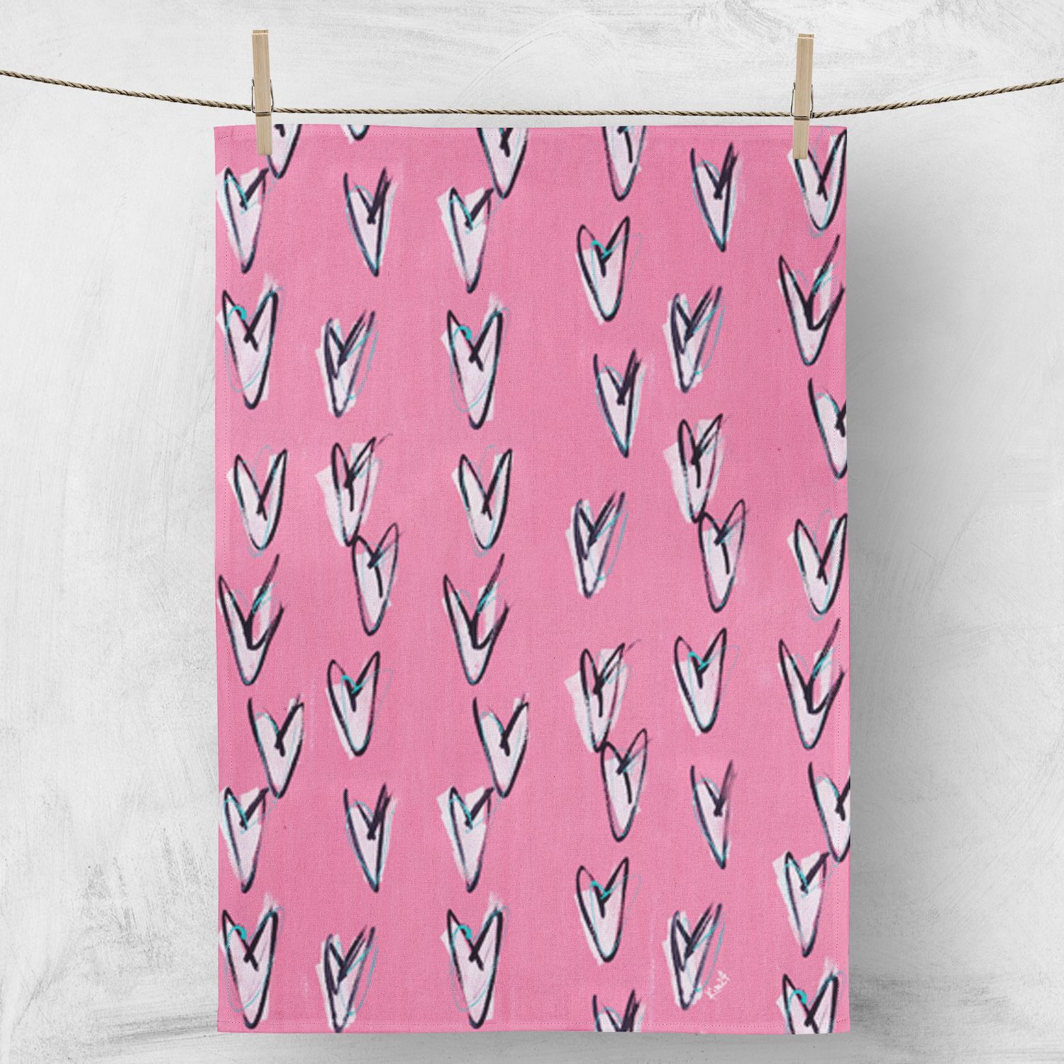 ScuzziMia Art - Hearts Tea Towel
