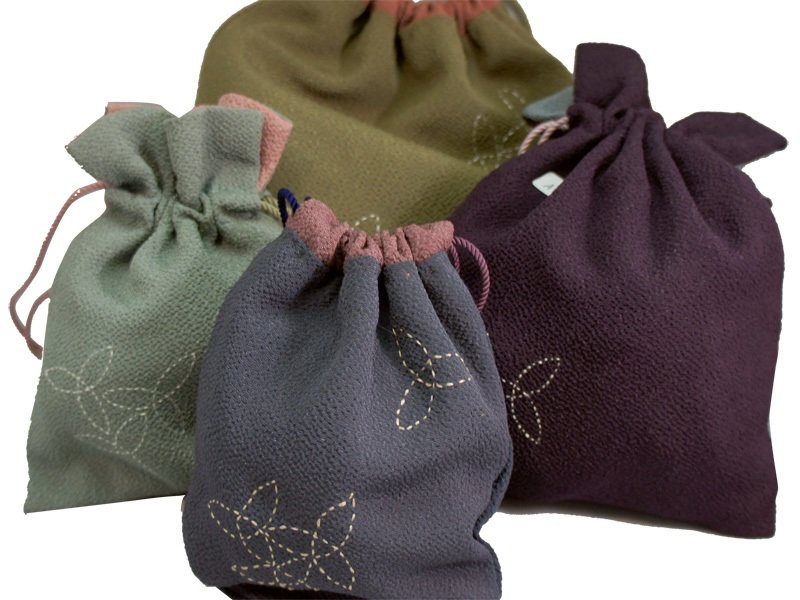 Kinchaku Drawstring Bag / Crepe fabrics