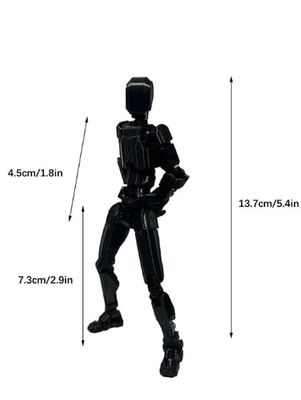 CERO T13 Action Figures Fidget Dummy 13 Robot Anime Figures Multi Joints Movable Cool Gadget 3D Printed (Black and Black PLA)