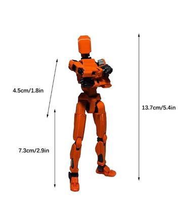 CERO T13 Action Figures Fidget Dummy 13 Robot Anime Figures Multi Joints Movable Cool Gadget 3D Printed (Black and Red PLA)