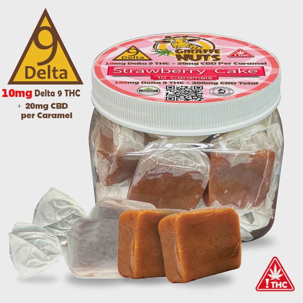 Delta 9 THC Deluxe Caramels Strawberry Cake 30mg