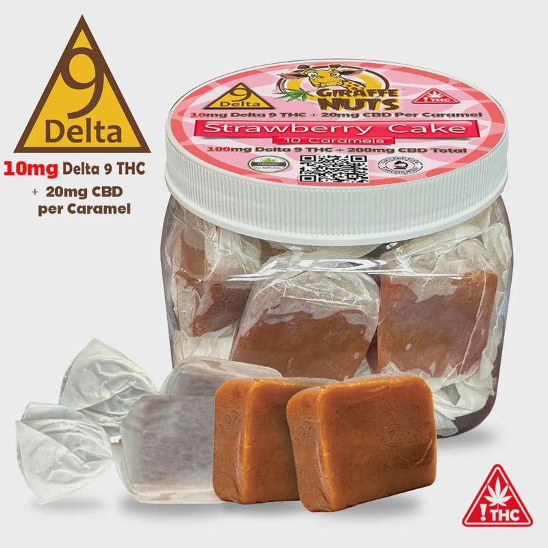 Delta 9 THC Deluxe Caramels Strawberry Cake 30mg