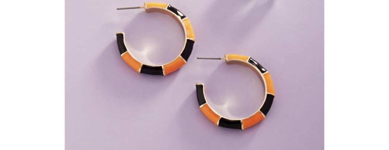 Halloween Color Block Hoop Earrings