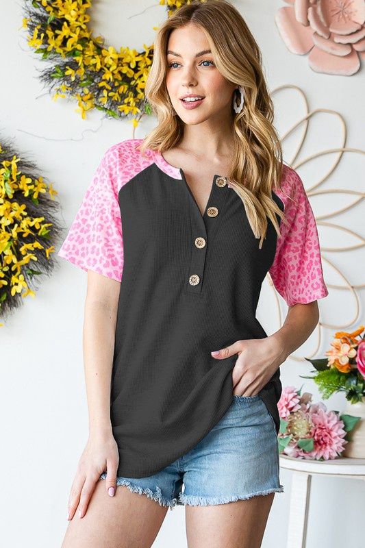 Animal Print Top, Colour: Black, Size: S