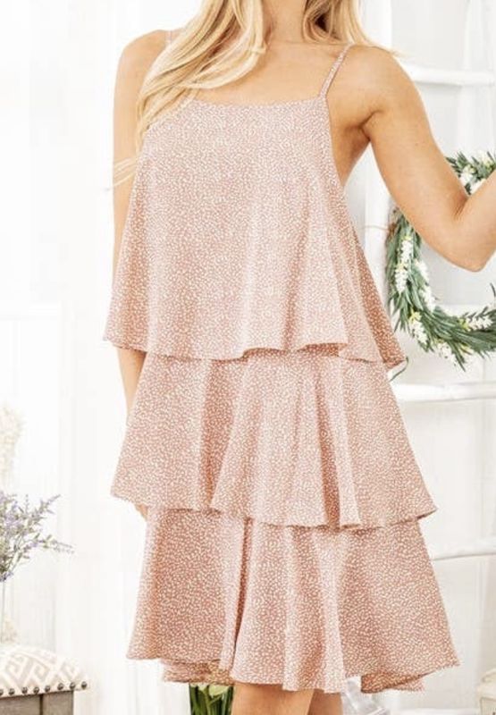 Square Neck 3 Tier Ruffle Dress