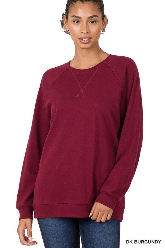 Round Neck Sweatshirt, Colour: Dark Burgundry, Size: L