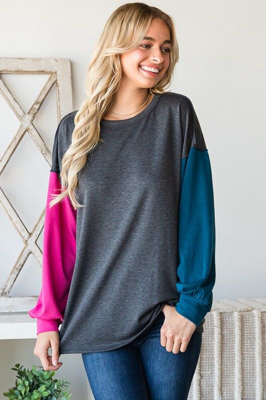 Solid Color Block Top, Size: S