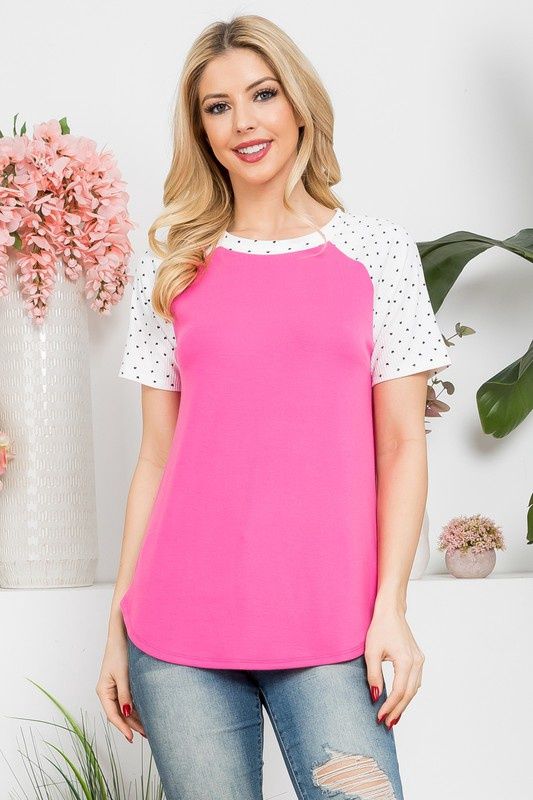 Polka Dot Ruffled Sleeve Top, Size: S