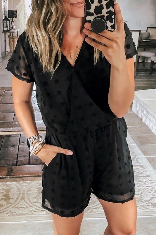 Black Deep V Neck Romper