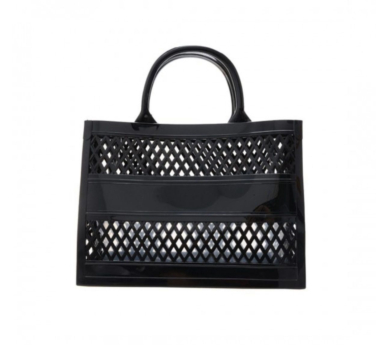Basket Weave Jelly Beach Bag, Colour: Black