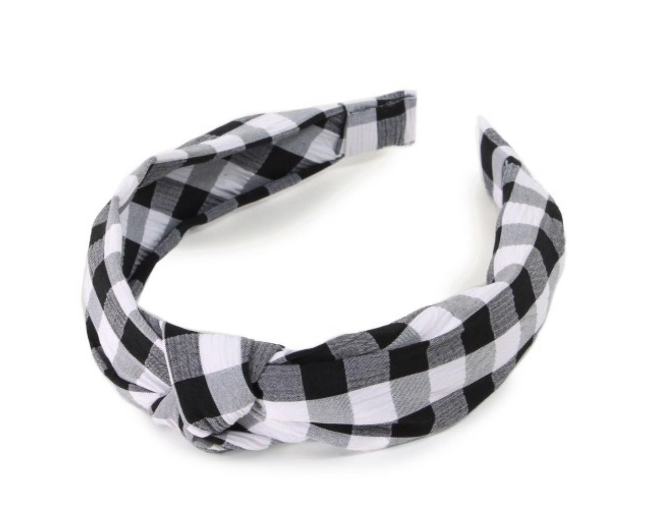 Plaid Headband with Knot Detail, Colour: Black