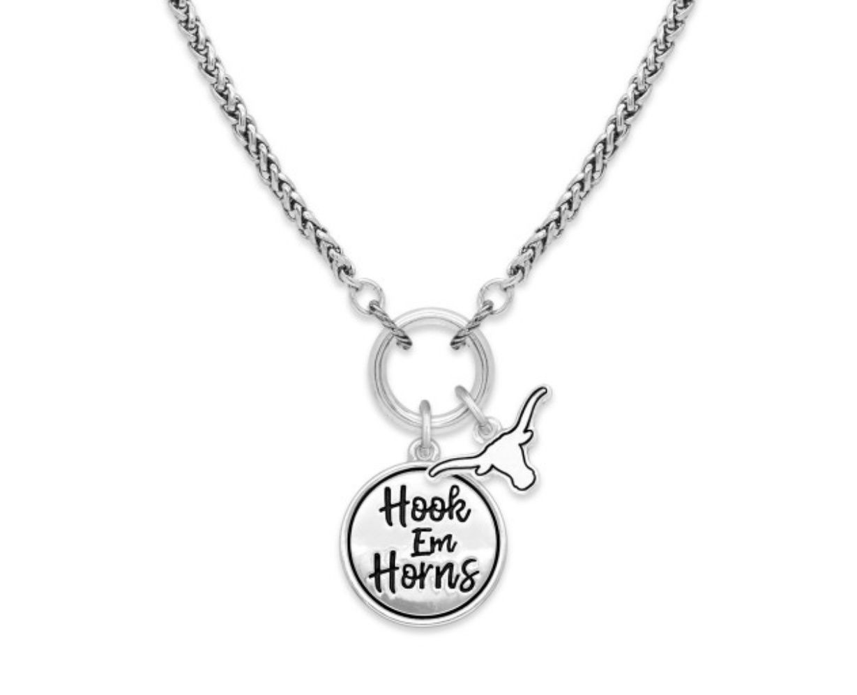 Silver Tone Necklace, Colour: Hook&#39;em Horns