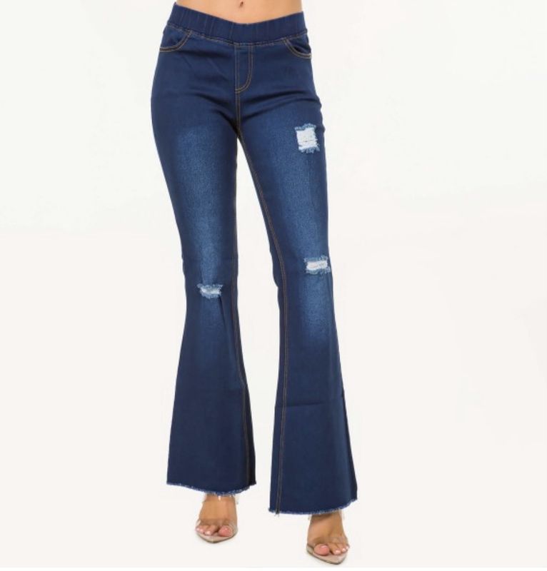 Lightly Distressed Flare Jeans