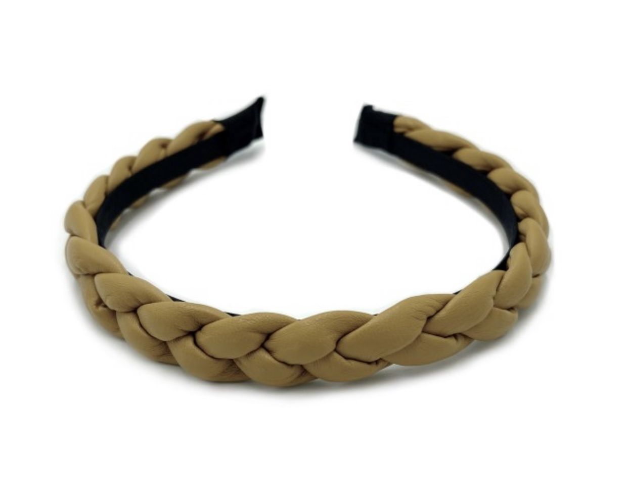 Single Braided Leather Headband, Colour: Mustard