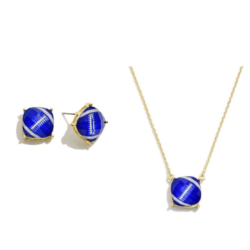 Crystal Football Necklace &amp; Earring Set